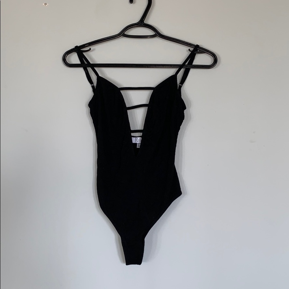 Black bodysuit Tobi • low cut, strappy front